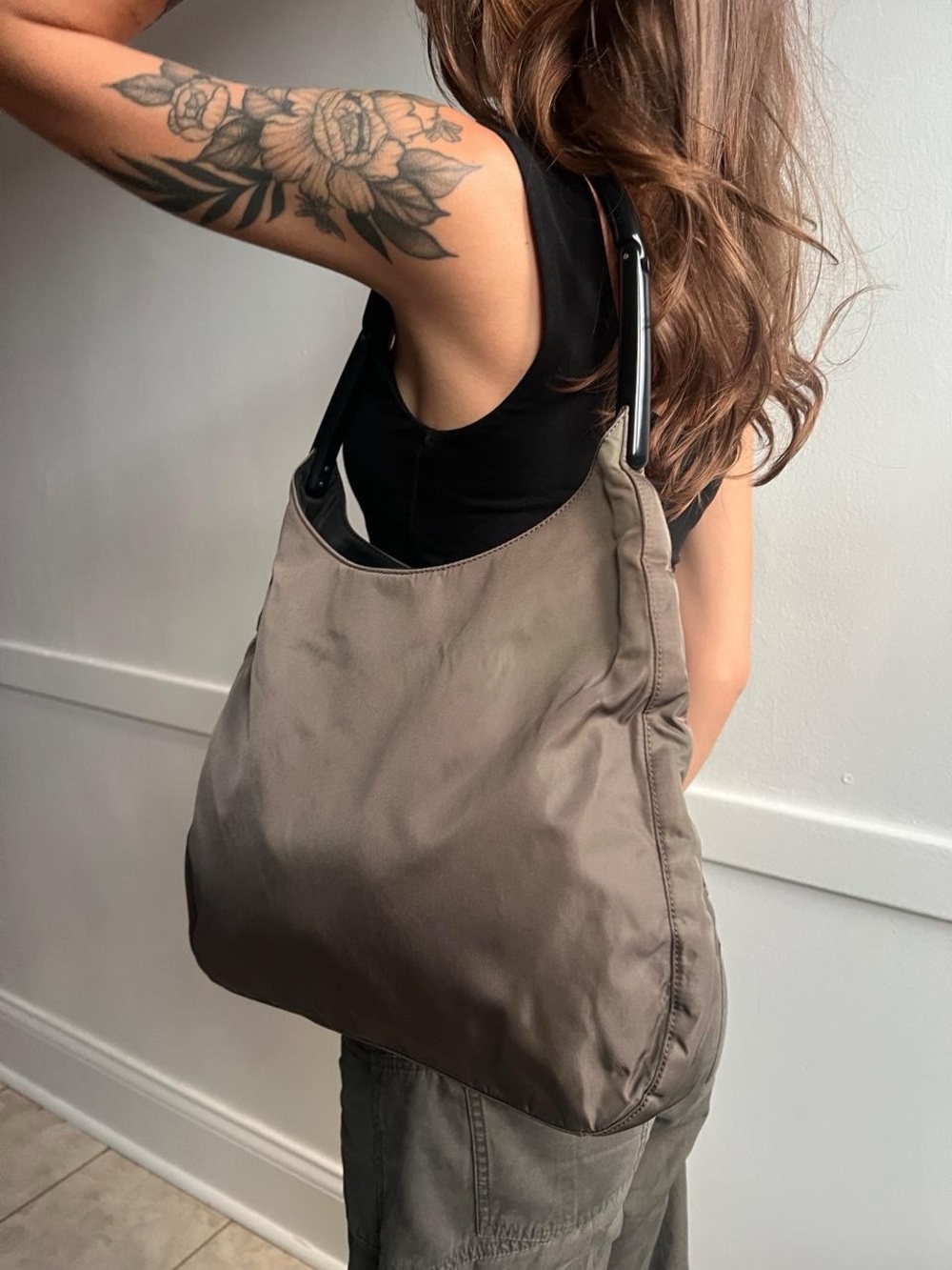 Prada Brown Nylon Shoulder Bag - Sleek Everyday Carry - Picture 9 of 9
